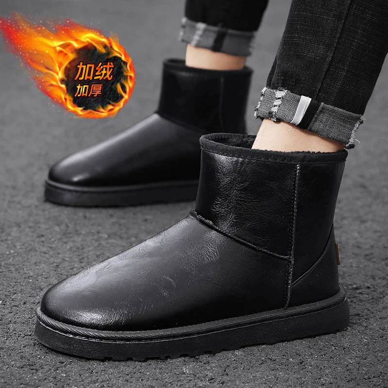 Platform Warm Plush Men's Winter Boots Snow Boots for Men Women Slip-on Ankle Boots Large Size 45 Men Botas Para Hombre