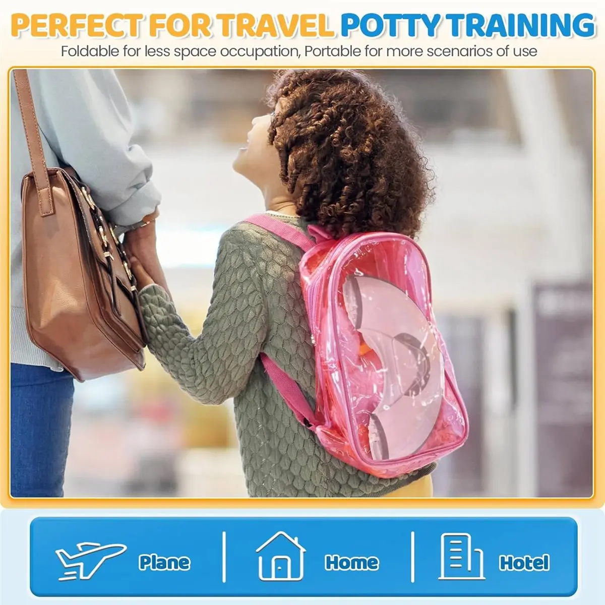 

Foldable Potty Training Seat, Toddler Toilet Seat for Travel with Suction Cups Firmly Adhere and Adj