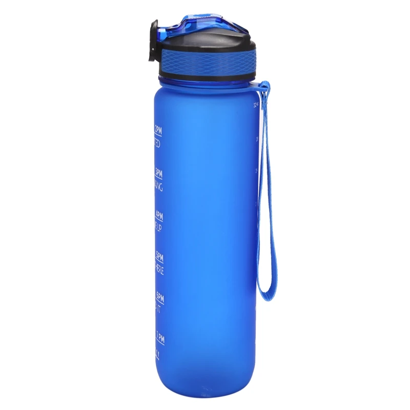 1000ML Tritan Fitness Sports Water Bottle With Time Marker&Straw Large Wide Mouth Leakproof Durable