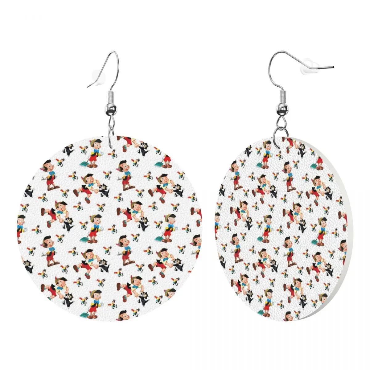 Custom Pinocchio Adventure Leather Teardrop Earrings Fashion For Women Jewelry Accessories For Valentine's Day