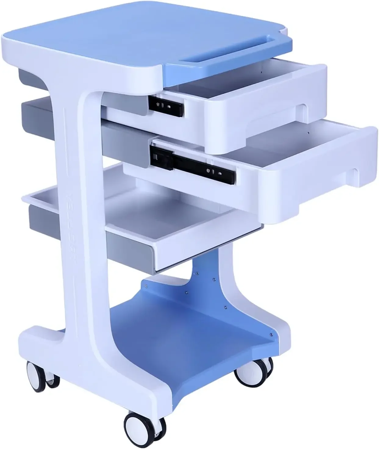 3 Tier Beauty Salon Rolling Trolley with 2 Drawers 4 Wheels Mobile Storage Carts Max 110LBS Load Lab Ultrasound Carts for Hospit