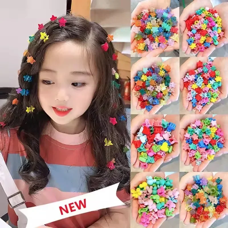 10-50Pc Girls Cartoon Hair Clips Cute Small Claw Clip Heart Flower Star Design Children's Fashion Hair Accessories Sweet Hairpin