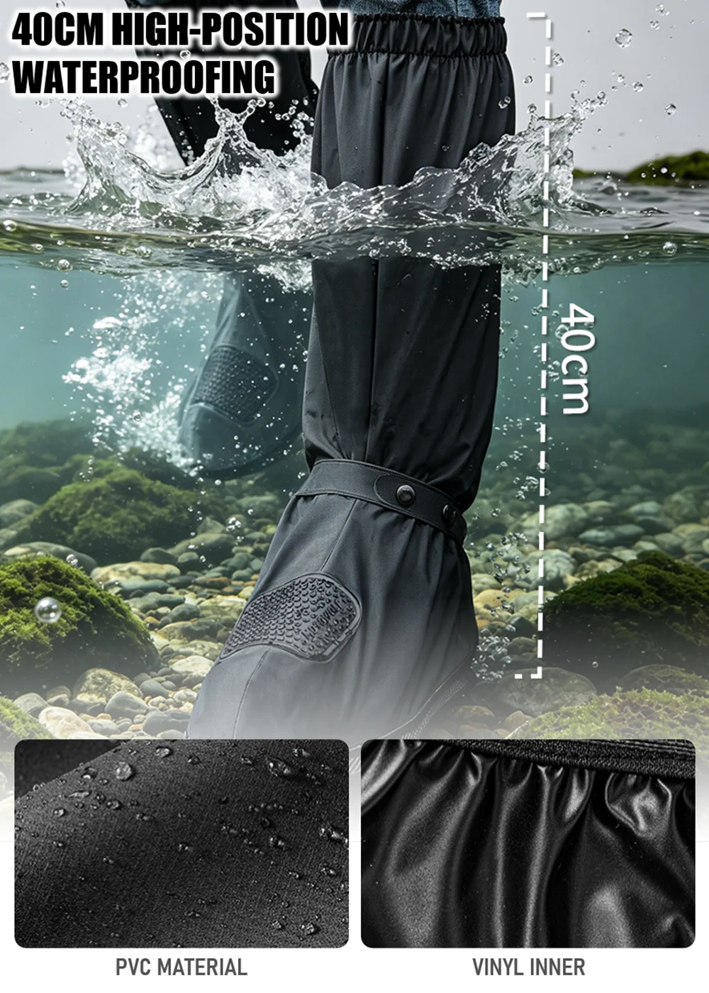 Motorcycle High Tube Rain Boots Covers Waterproof Rainproof Non-Slip Motocross Scooter Reusable Riding Rain Shoes Cover