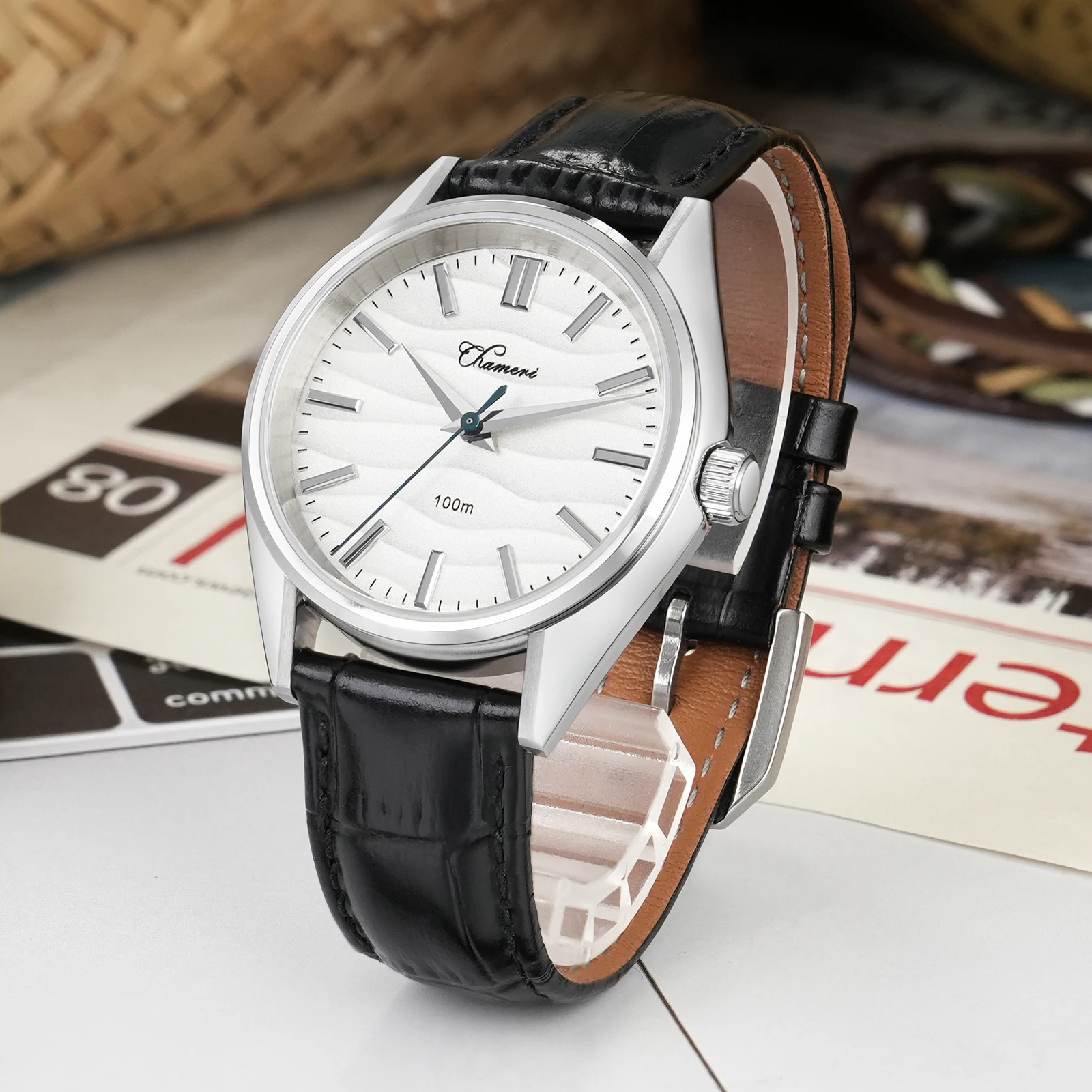 Chameri GS04 37mm Watch VH31 Quartz Movement Sapphire Crystal 