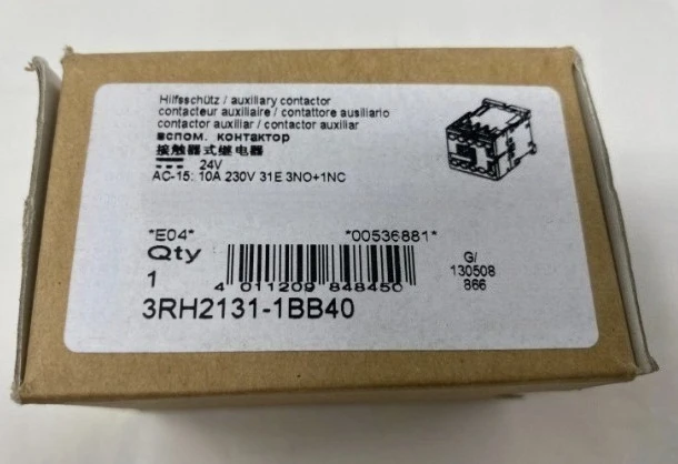 

Brand New Original 3RH2131-1BB40 3RH2131 1BB40 10A Contactor 3P 3PH 24V Coil 230V 31E 3NO + 1NC Fast Delivery
