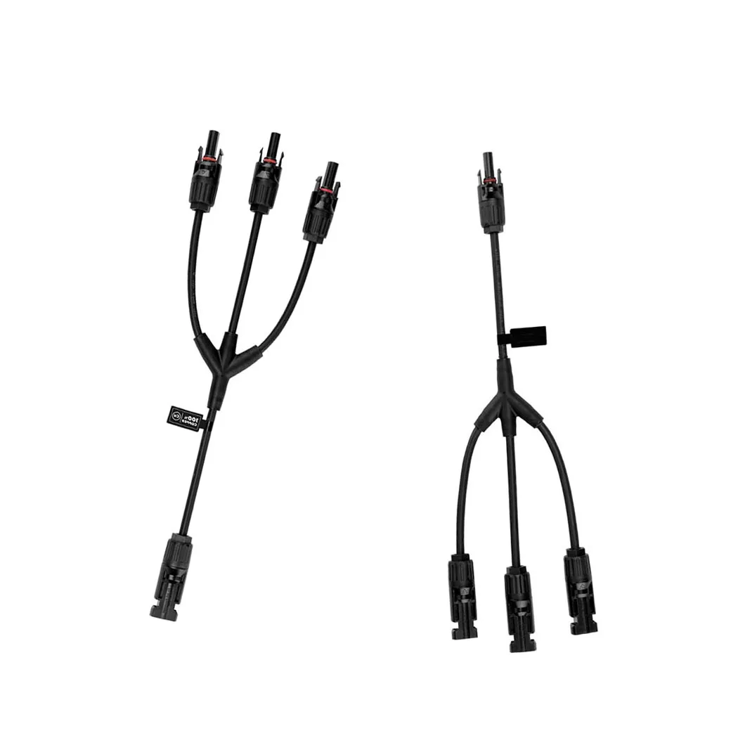 Solar Y Connector,Solar Y Branch Parallel Cable,Solar 1 to 3 Male Female Connector Adapter,10AWG 45A Waterproof IP67 40CM Cable