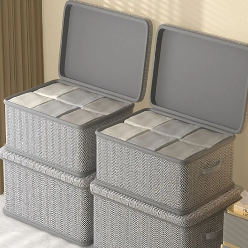 Foldable Clothes Storage Box Moisture-proof Large Capacity Clothing Storage Bin with Cover Pants T-Shirt Sweater Container