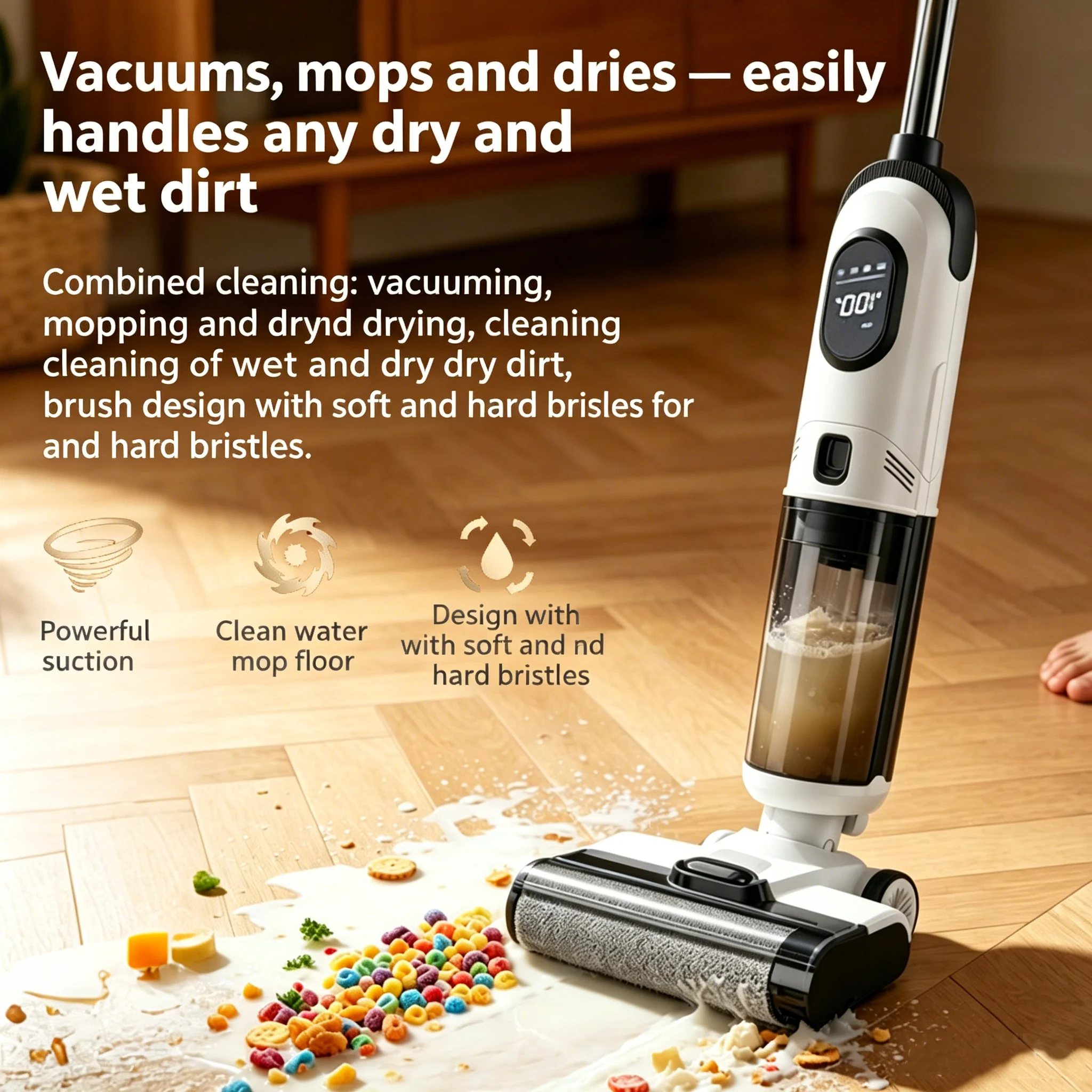Multifunction Electric Floor Washing Machine Scrubber Cordless Wet Dry Vacuum Cleaner Brushless Motor HEPA Filter German