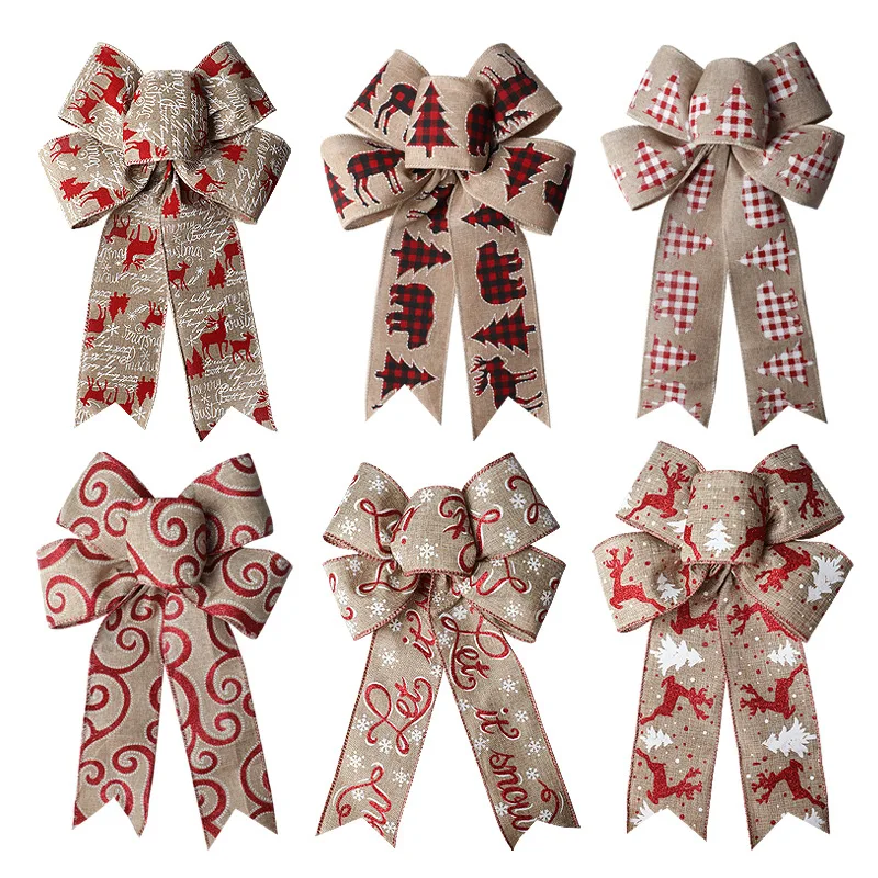 

5 шт./лот, рождественские банты с узором для украшения фестивальной сцены, бант, подвесные украшения для рождественской елки