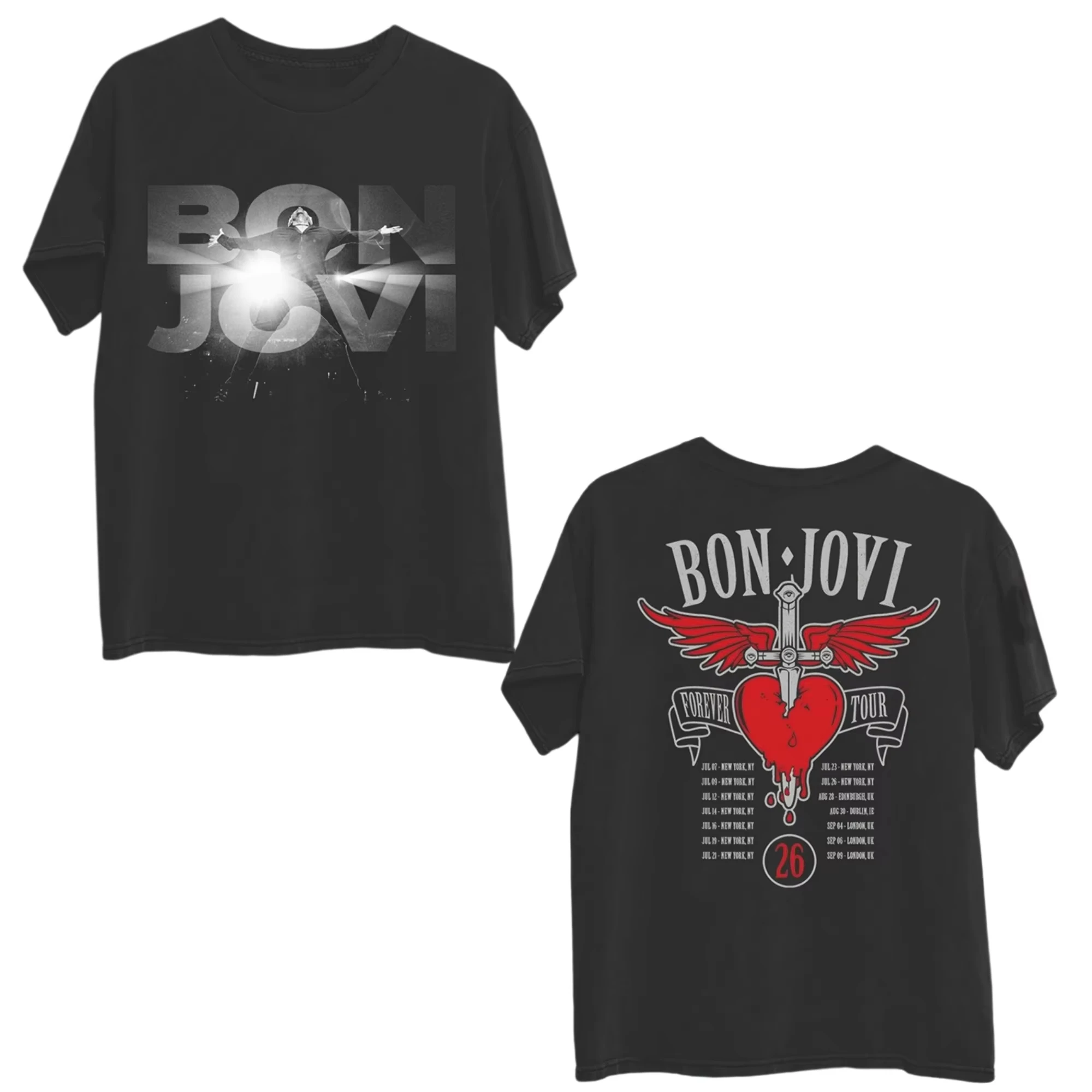 1 Stück Bon Jovi Forever Tour 2026 Grafik-T-Shirt aus New Jersey-Baumwolle, Unisex, für Männer, Frauen, Kinder, Sommer, Streetwear, lässig, kurzärmelig – Detail 6
