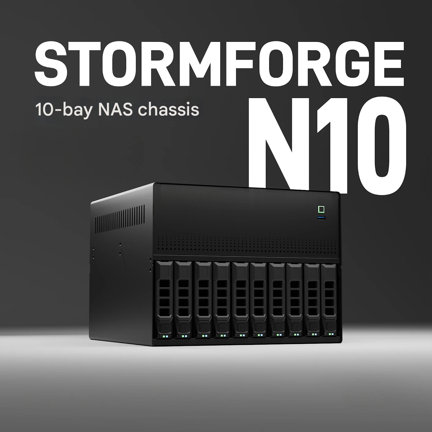 N10 NAS Chassis, 10+2 Bays, MATX Motherboard, Feiniu 1U Power Supply, 8 Drives