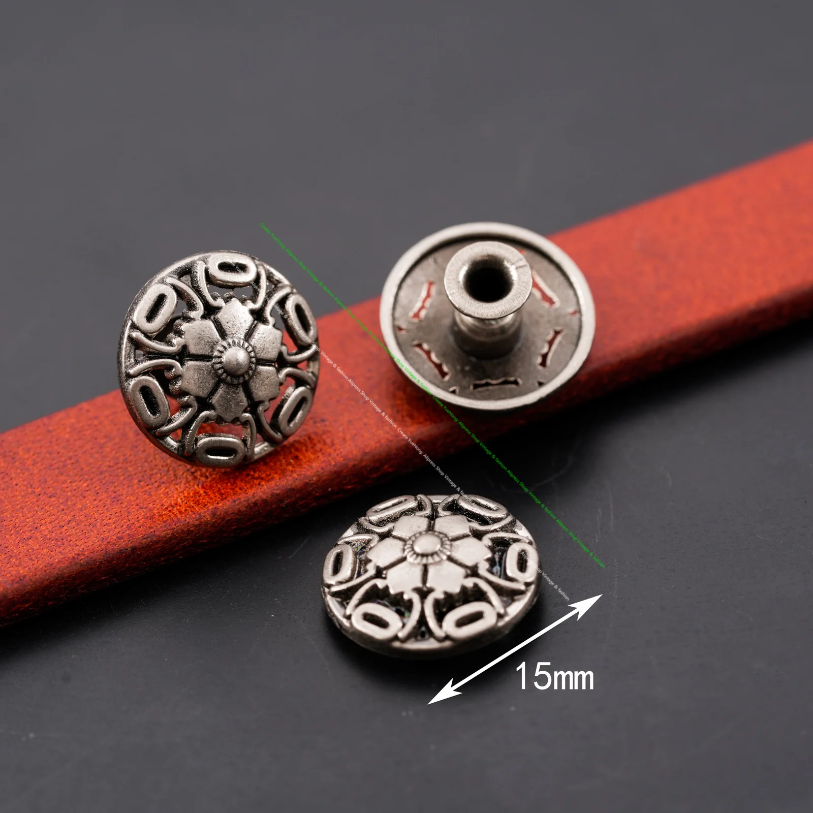 

10PCS 15Mm Antique Silver Openwork Flower Leather Rivets Stud Tack Handcraft Leathercraft Belt Wallet Decor Hardware Rivetback