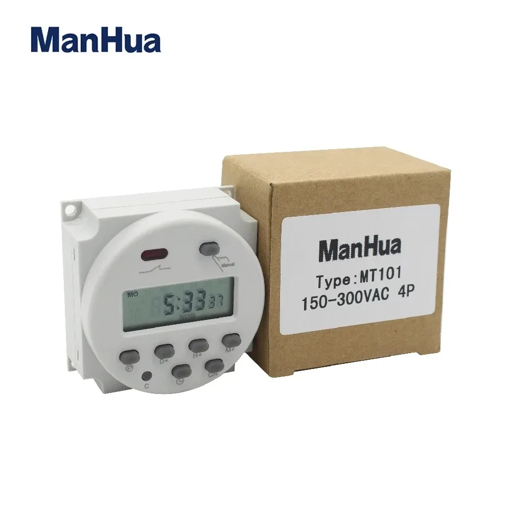 ManHua  MT101 12VDC/220-240V 16A Digital Timer Switch LCD Programmer Electronical Programmable Automatic Cyclic timer switch