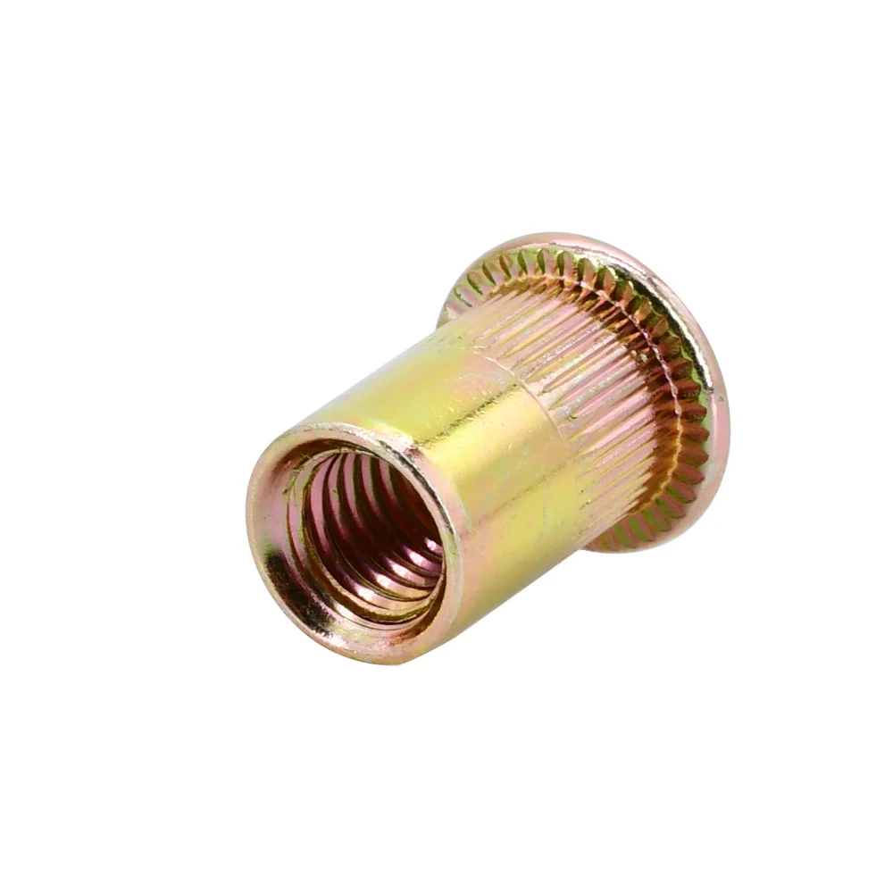 1/4-20 5/16-18 3/8-16 1/2-13UNC شقة برشام الجوز الخيوط مشبك معدني قفل ريفنوت برشام الكربون الصلب أعلام Nutsert بوصة الحجم