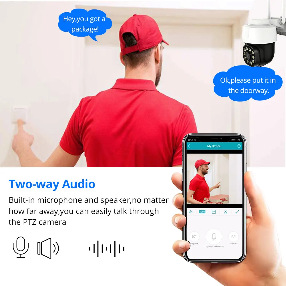 5MP Surveillance WIFI Camera Outdoor&Indoor Color Night Vision Tuya app Smart Home Remote Access PTZ Control Security IP Camera