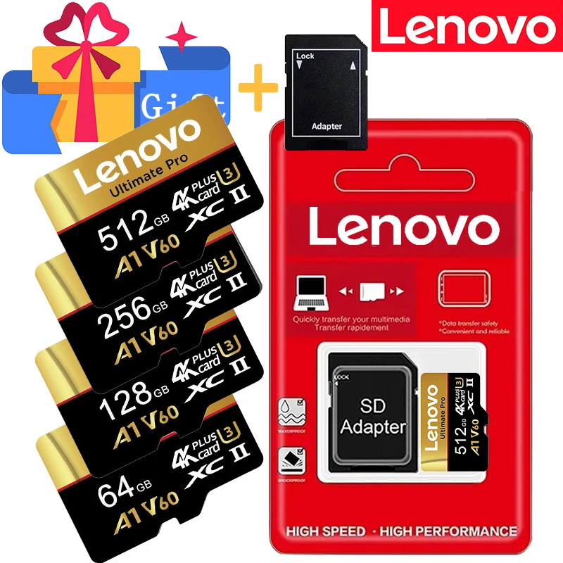 Premium Lenovo SD Cards 512GB Micro TF SD Memory Card TF Cards 256GB 64GB 32GB Stable for Laptop / Android / Gaming / Drone