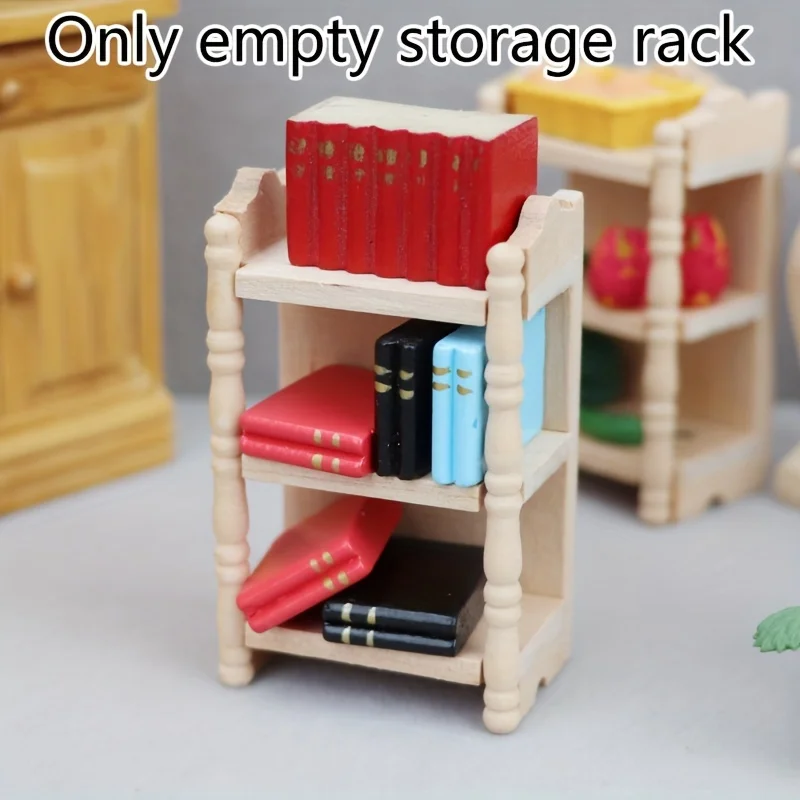 

1pc Dollhouse Mini Wooden Storage Rack Model Playhouse Living Room Bedroom Outdoor Decoration Ornament Mini Cabinet Rack Model