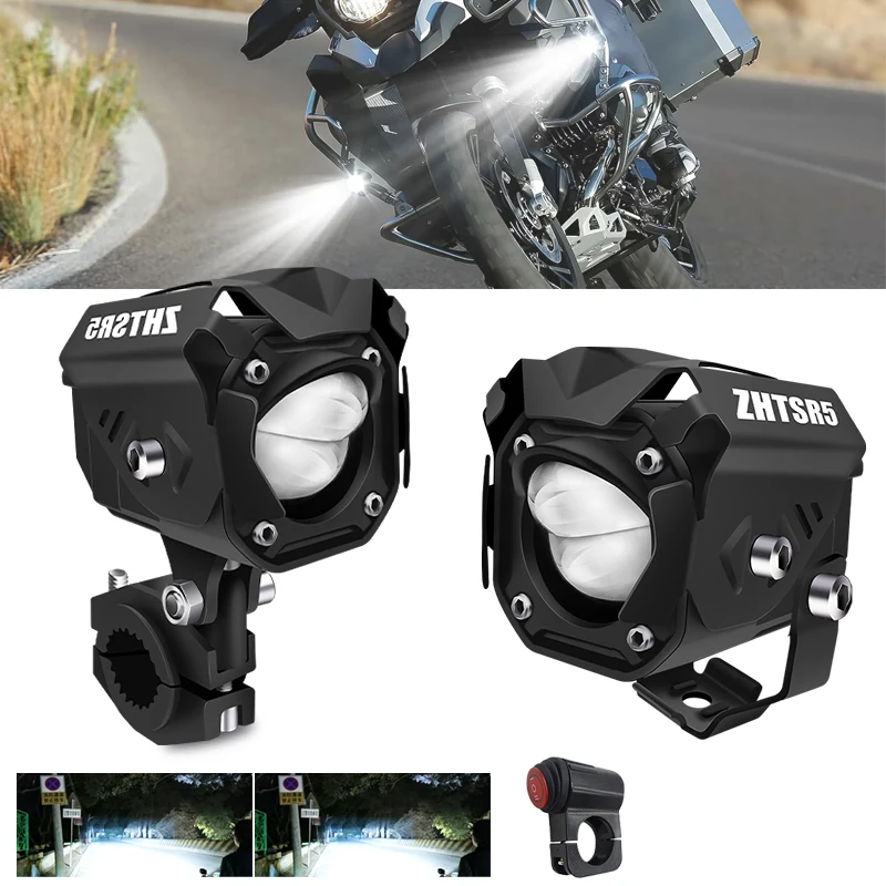 

Motorcycle LED Fog Lights Auxiliary Work Light Dual Color Hi/Low Beam Offroad Driving Spotlights For Car Motorbike ATV Trucks