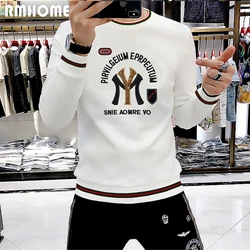 Winter Sweater New Sequin Hoodies Mens Embroidery Letters Design Casual Korean Youth Top Fashion Slim Male Outwear Pullover