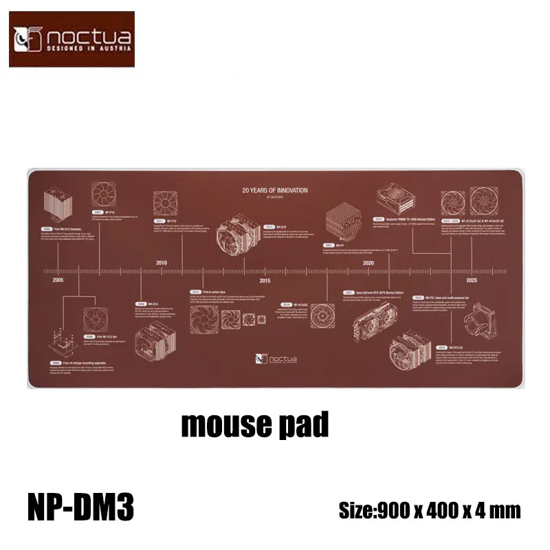 

Noctua NP-DM3 20-Year Anniversary Desk Mat,Measuring 900x400x4mm/Low-friction Jersey fabric/Anti-slip rubber bottom