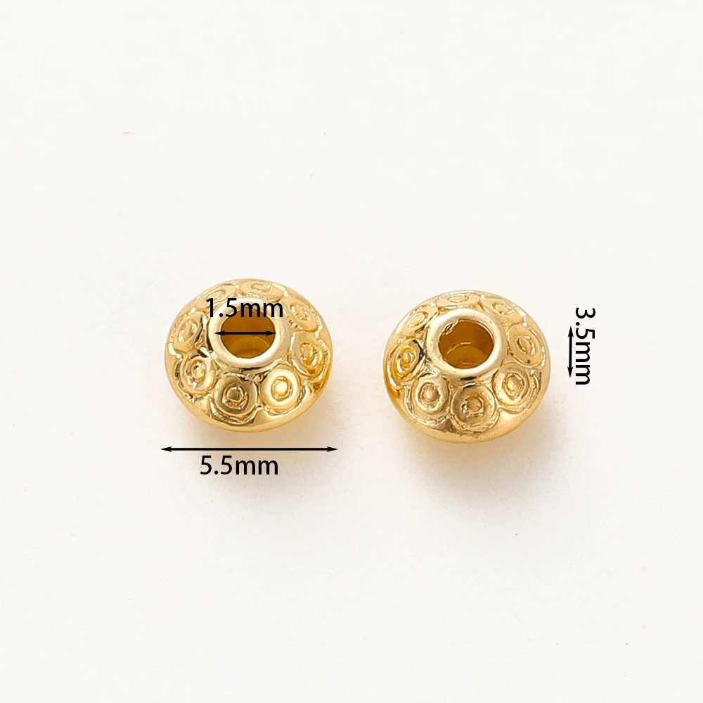 10/20Pcs/Lot 14/18K Gold Color Plated Brass Flat Round Charms Loose Beads for DIY Necklace Earrings Jewelry Making Supplies