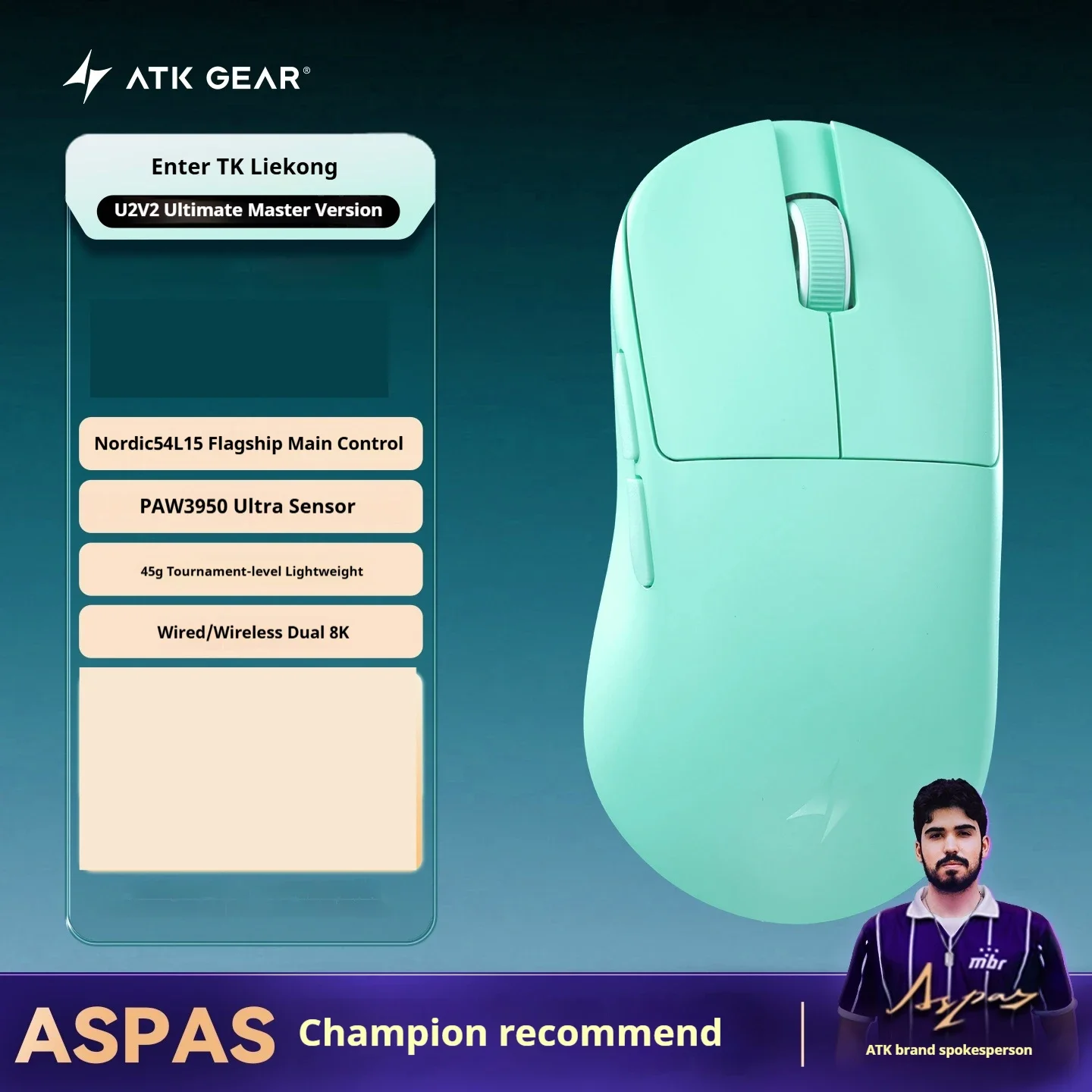 ATK U2 V2 Ultimate Wireless Mouse 3-Mode Paw3950ultra Nordic54l15