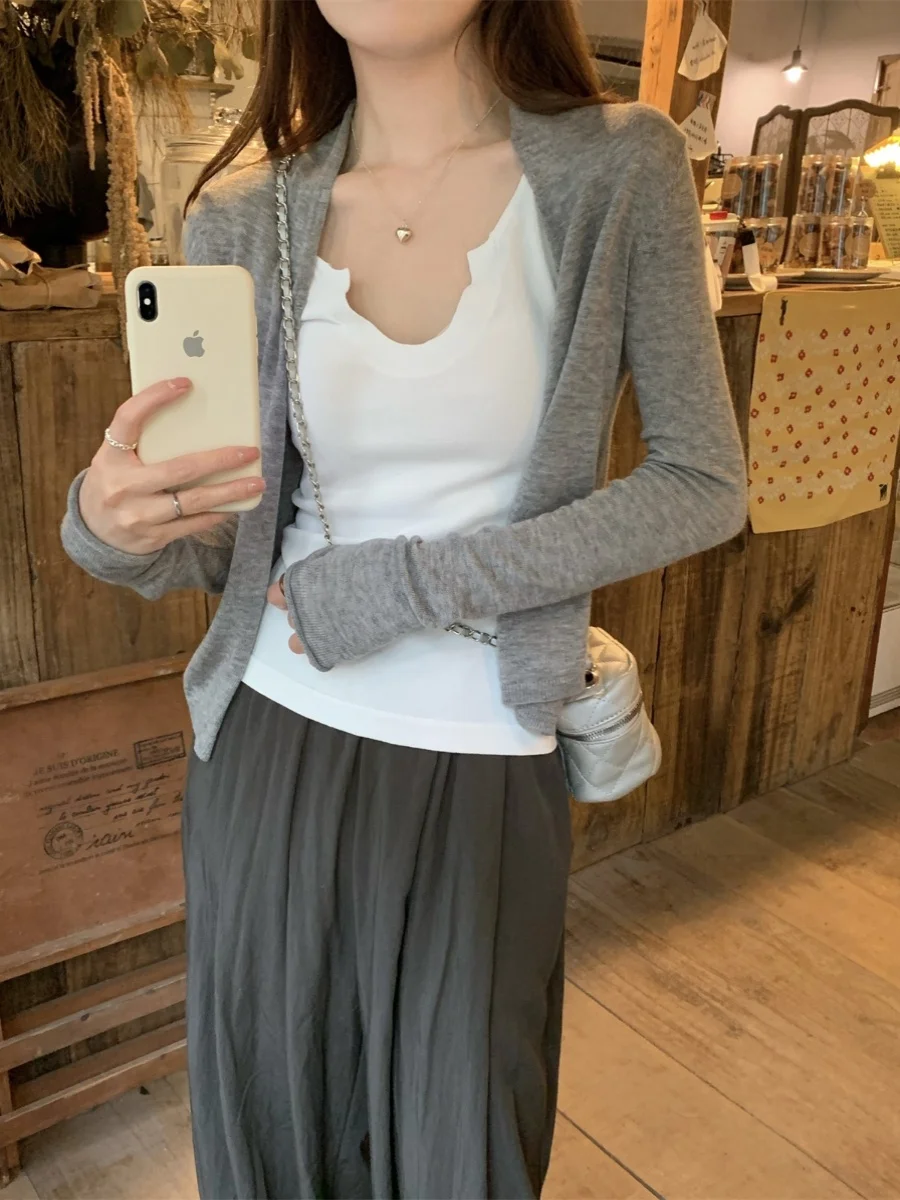 Sun-proof Cardigan Women Knitted Loose Outwear Simple Korean Style All-match Tender Design Streetwear Temper Slouchy Classic