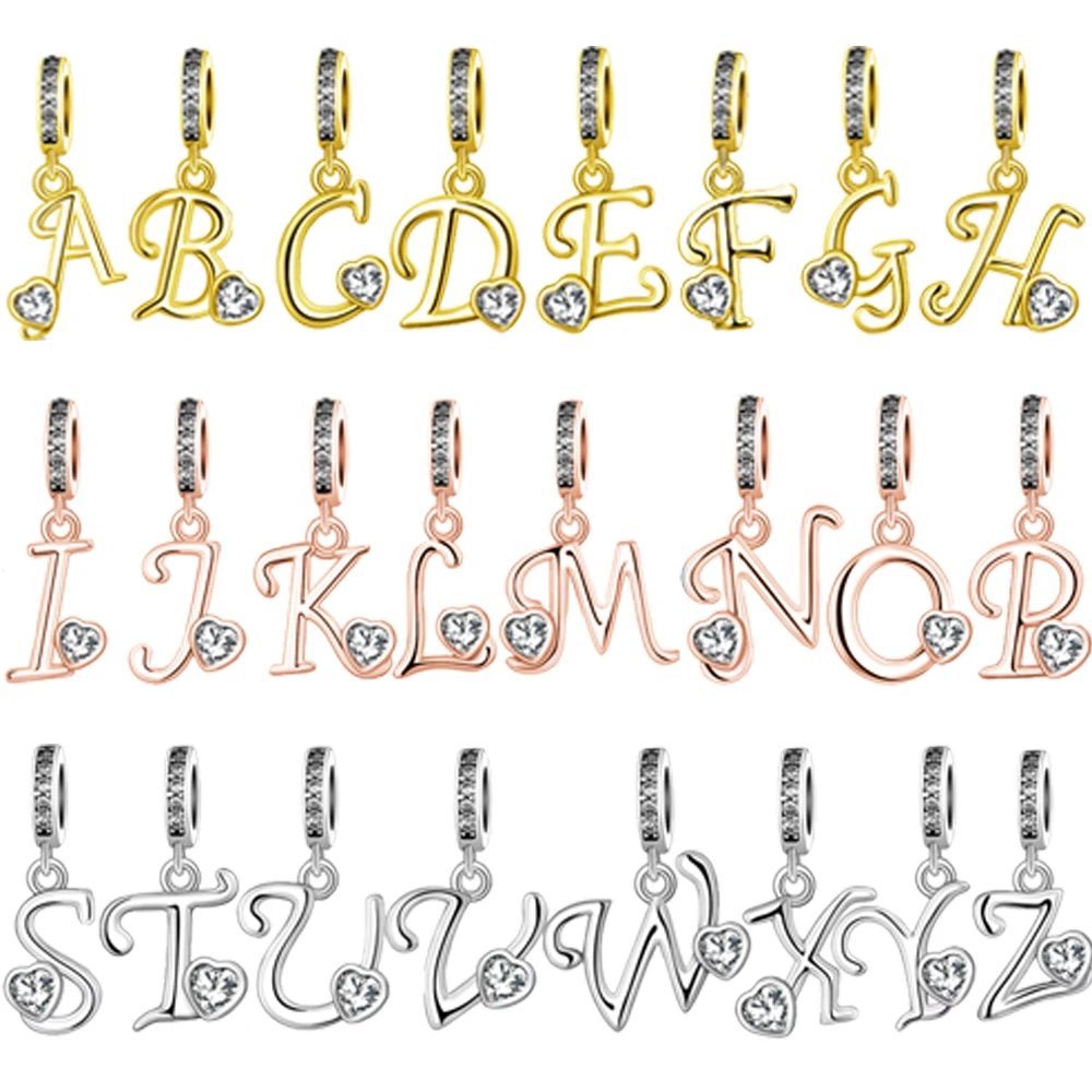 

New 925 Silver Simple And Fashionable 26 Letter A-Z Series Pendant Suitable For European Original Bracelets DIY Accessories Gift