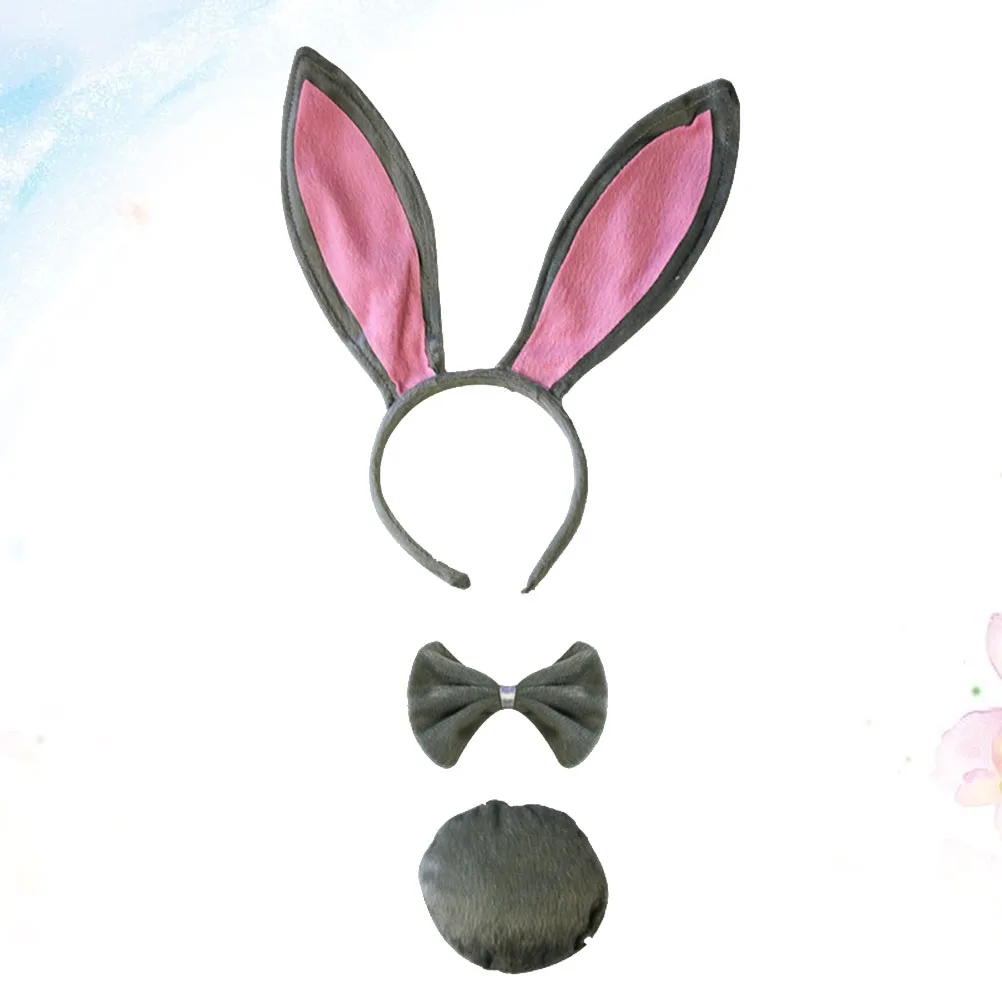 

3pcs Rabbit Ear Headband Set Bunny Ears Hair Hoop Parent Child Tail Cosplay Masquerade Easter Holiday Costume Accessories