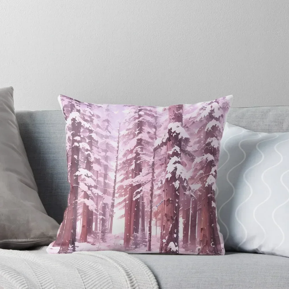 

Pink Winter Forest Throw Pillow Decorative Pillow Covers For Sofa Decorative Cushions For Living Room pillow