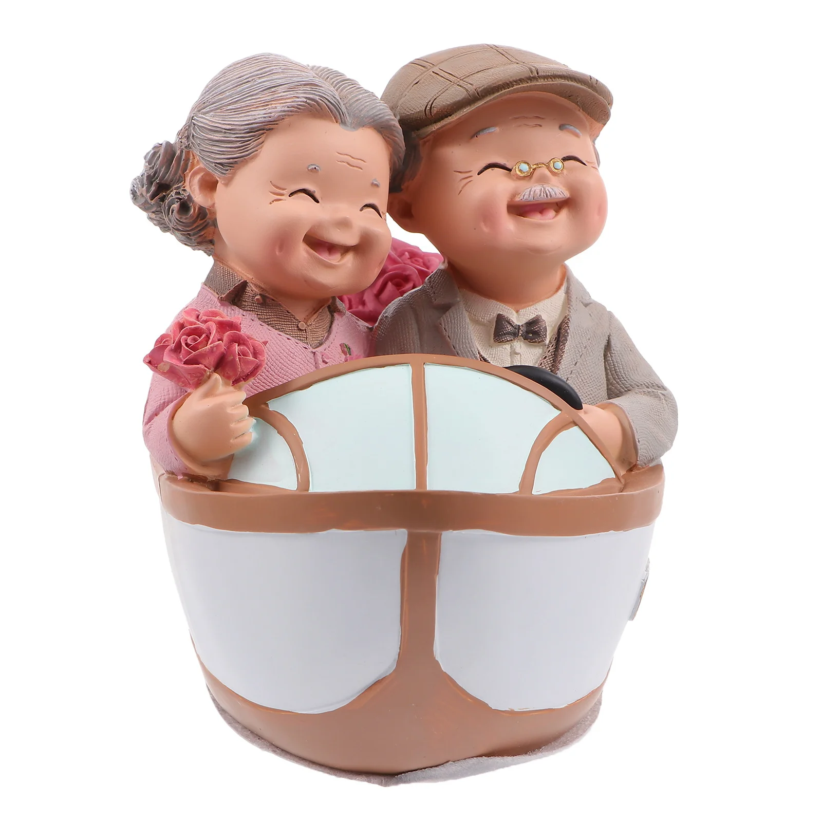 

1Pcs Music Bell Resin Elderly Lover Couple Statue Romantic Home Table Decoration Resin Ornament Old Couple Figurines