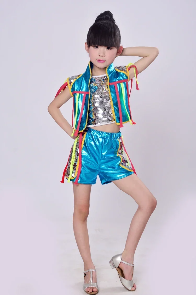 Trajes de baile modernos para niños, ropa de actuación de baile de jazz de hip-hop, ropa de baile para niñas, nuevo