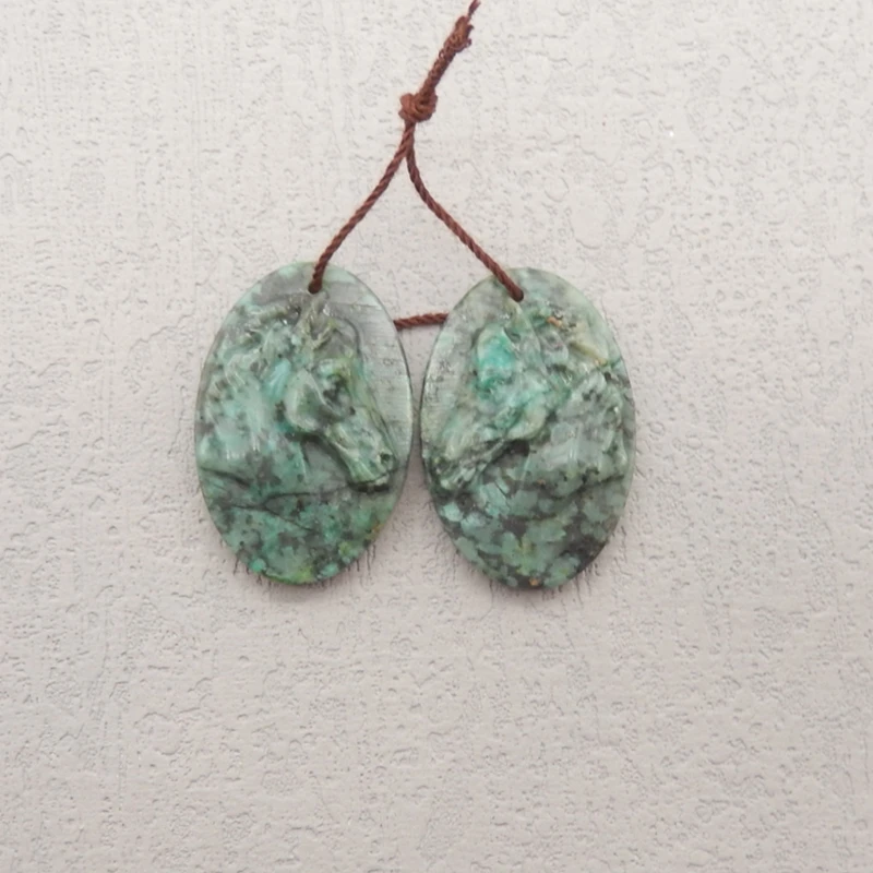 

B & F натуральный африканский бирюзовый камень ручной работы голова лошади овальные серьги бусины 30x20x6 мм 9,3 г для изготовления ювелирных изделий