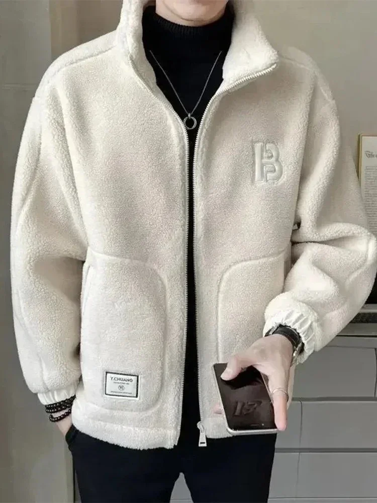 

Casual Coat Men Street Big Pocket Zipper Standneck Loose Warm Jacket Man Spring Autumn Fashion Solid Long Sleeves Outwears