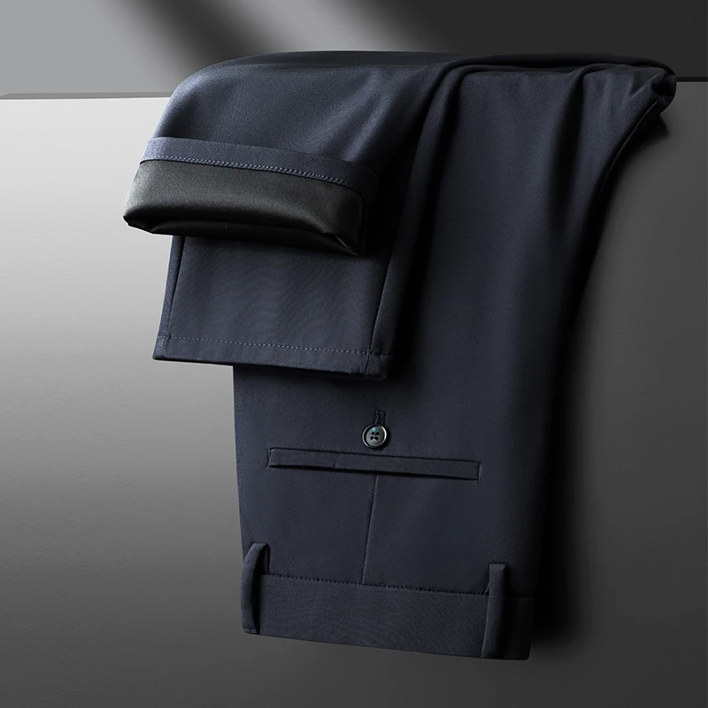 

Mens Straight Leg Trousers 2025 New Thickened Winter Casual Pants Premium Middle-Aged Office Pants Wrinkle Resistant Men's Pants