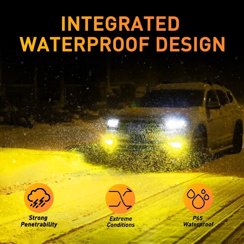 AUXITO-مصابيح إضاءة ضباب ليد للسيارة ، مصباح تشغيل نهاري ، سويتشباك ، ثنائي ، أبيض ، أصفر ، H11 ، H8 ، H9 ، H16 ، JP ، 2 top #2