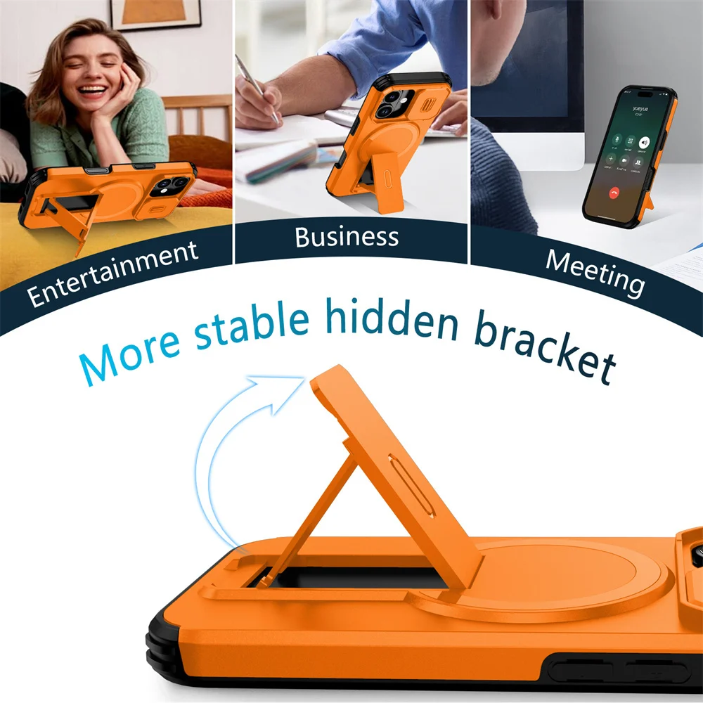 Shockproof Foldable Magnetic Stand Phone Case For iPhone 18 17 16 15 14 13 12 11 Pro Max Air 16E Full Body Lens Protection Cover
