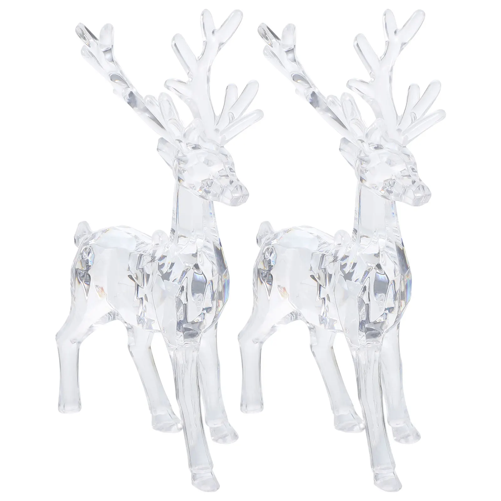 

2pcs Decorative Christmas Reindeer Acrylic Clear Christmas Elk Figurines table Deer Ornaments Elk Reindeer Sculpture pandents