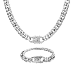 SDA 12MM Stainless Steel Miami Cuban Link Chains Necklaces For Men Women Basic Punk Chunky Silver Color Jewelry