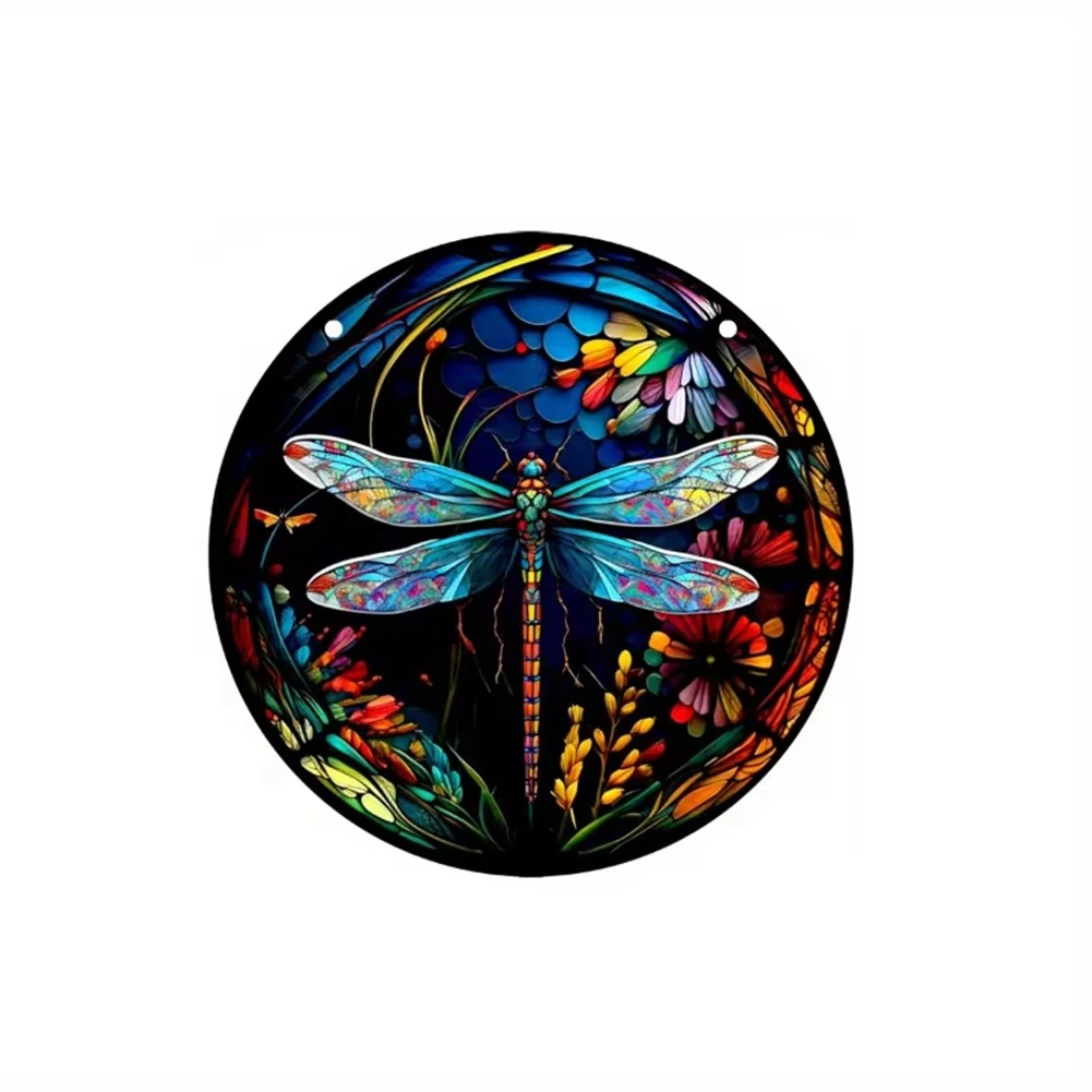 AT05-Stained Glass Dragonfly Suncatcher Beautiful Window Hanging For Home Garden & Outdoor Decor Nature-Inspired Design