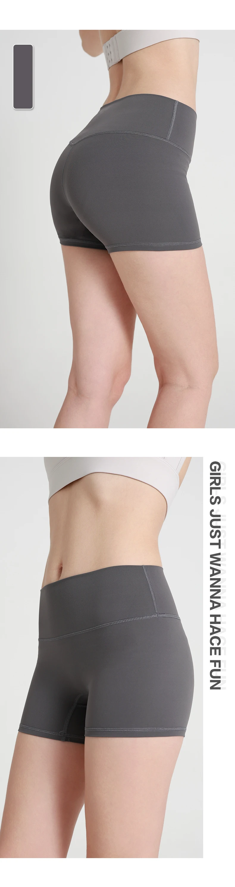 Sommer-Sonderangebot Einfarbige Damen-Sportshorts mit Hoher Taille, Elastisch, Po-Formend, Atmungsaktiv, für Jogging, Fitness und Sport – Detail 10