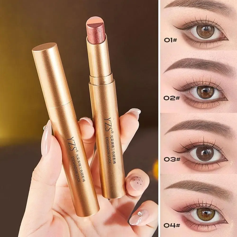 Ombretto glitterato Stick Ombretto snellente a tre colori Trucco Ombretto pastello Ombretto Matita Eye Shimmer Stick per le donne