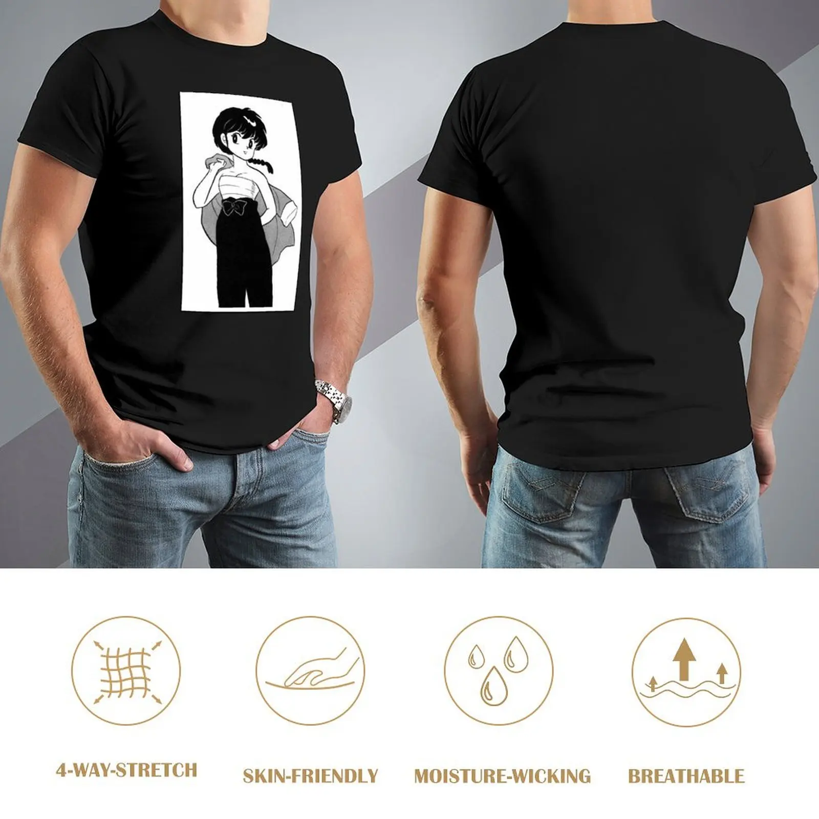 Ranma Bad Girl - Ranma 12 إصدار خاص 2021 تي شيرت أزرق قفل رسومات ملابس الصيف مضحك تي شيرت للرجال