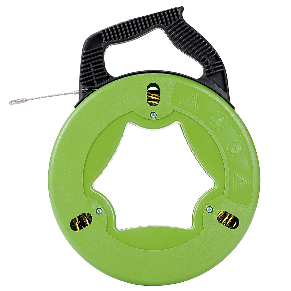 Cable Puller 4.5mm 40m Glass Fiber Fish Tape Roll Puller Conduit Rack Rodder Green Electrical Wall Wire Spring Head Puller Wall