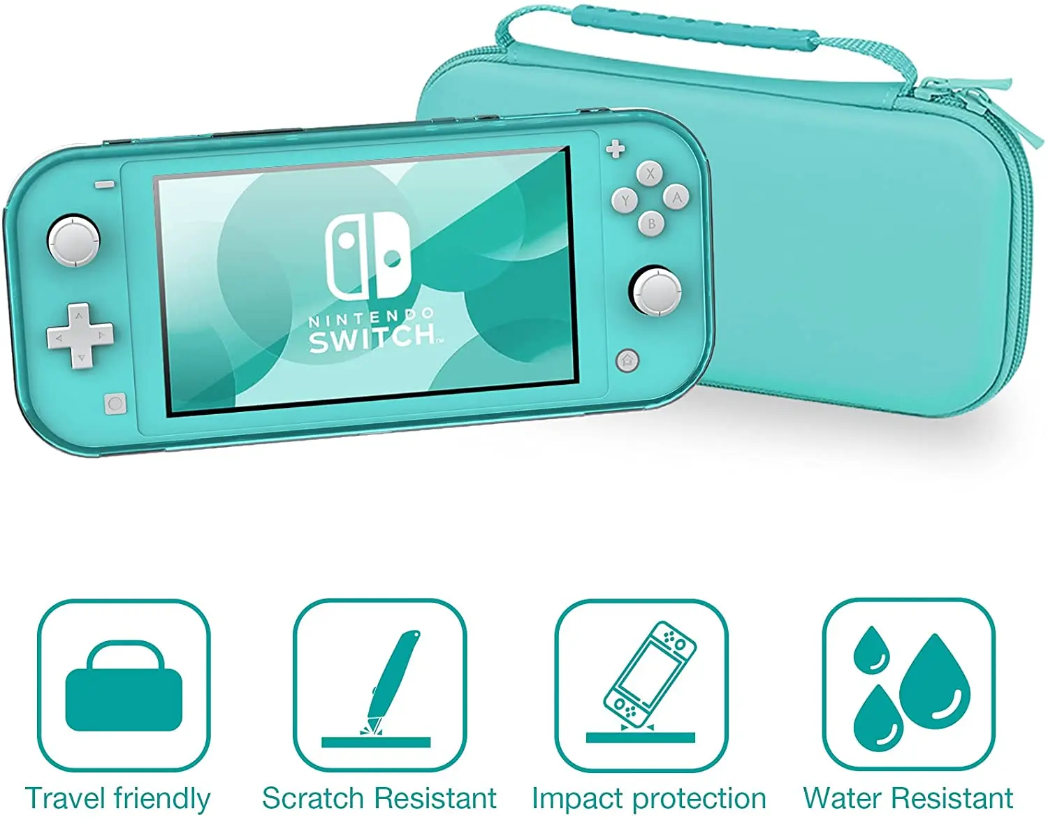 HEYSTOP Compatible with Switch Lite Carrying Case, Switch Lite Case with Soft TPU Protective Case Games Card 6 Thumb Grip Caps