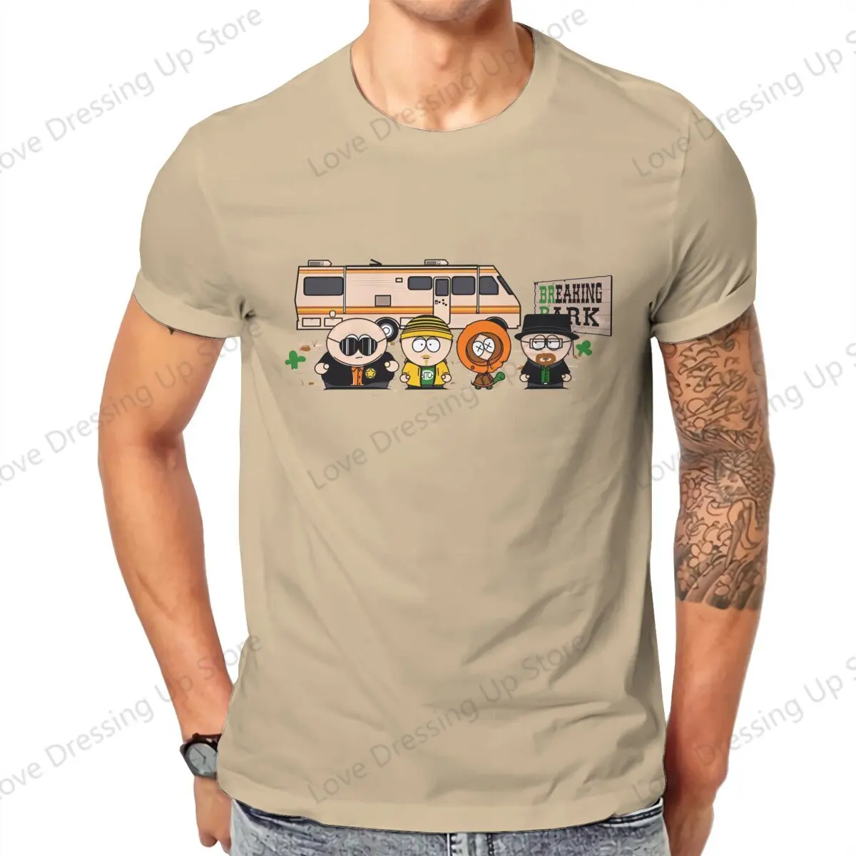 Breaking Park Print Cotton Short  Sleeved T-shirt Men Women Trend Fun S-southpark Theme Summer Creativity Tops