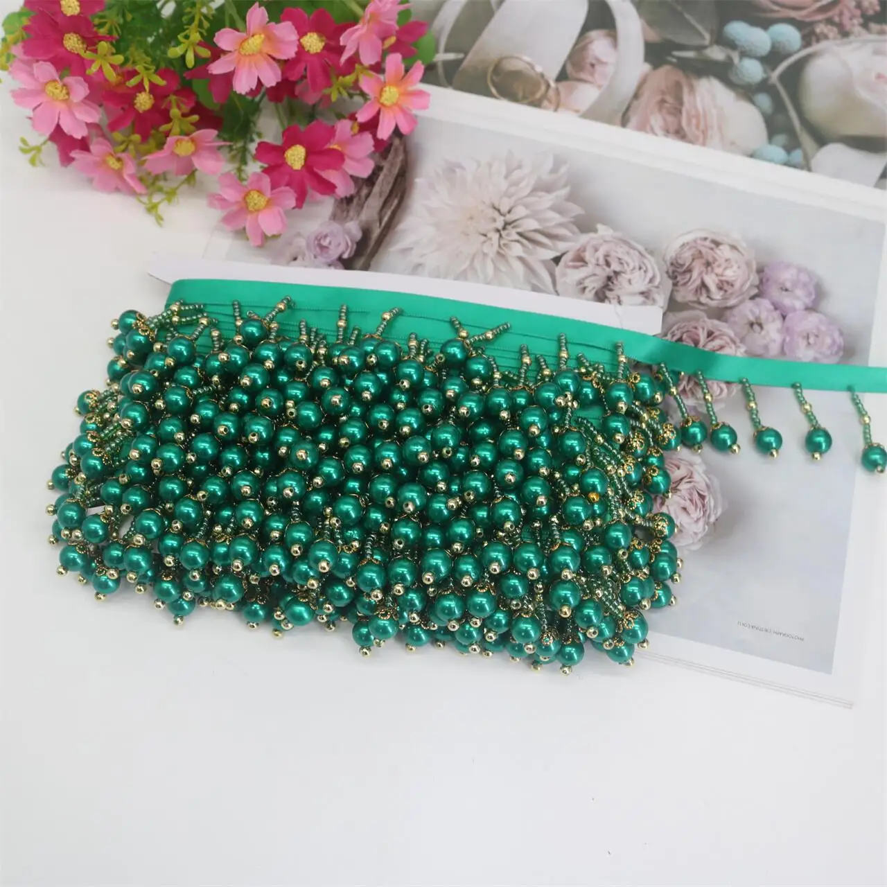 5 Yards Handmade Beaded Crystal Fringe Pendant Lace Tassel Lighting Curtain Hat Adornment Dance Costume Fashion Accessories