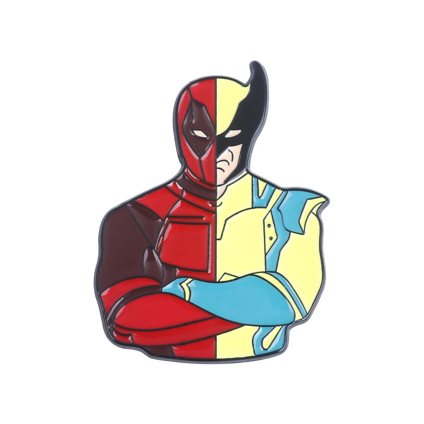 

New Avengers Marvel Universe Superhero Deadpool & Wolverine Red and Yellow Matching Badge Brooch Clothing Backpack Accessories