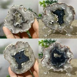 Crystal Natural Agate Slab Slice Flower Beauty Healing Minerals Spiritual Feng Shui Reiki Living Ornaments Home Decoration+Stand