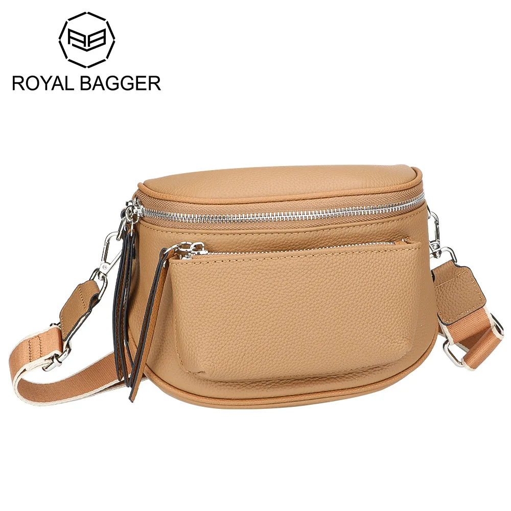 Royal Bagger Genuine Leather Saddle Bags, Large Capacity Crossbody Bag, Trendy Retro Shoulder Purse for Women 1646